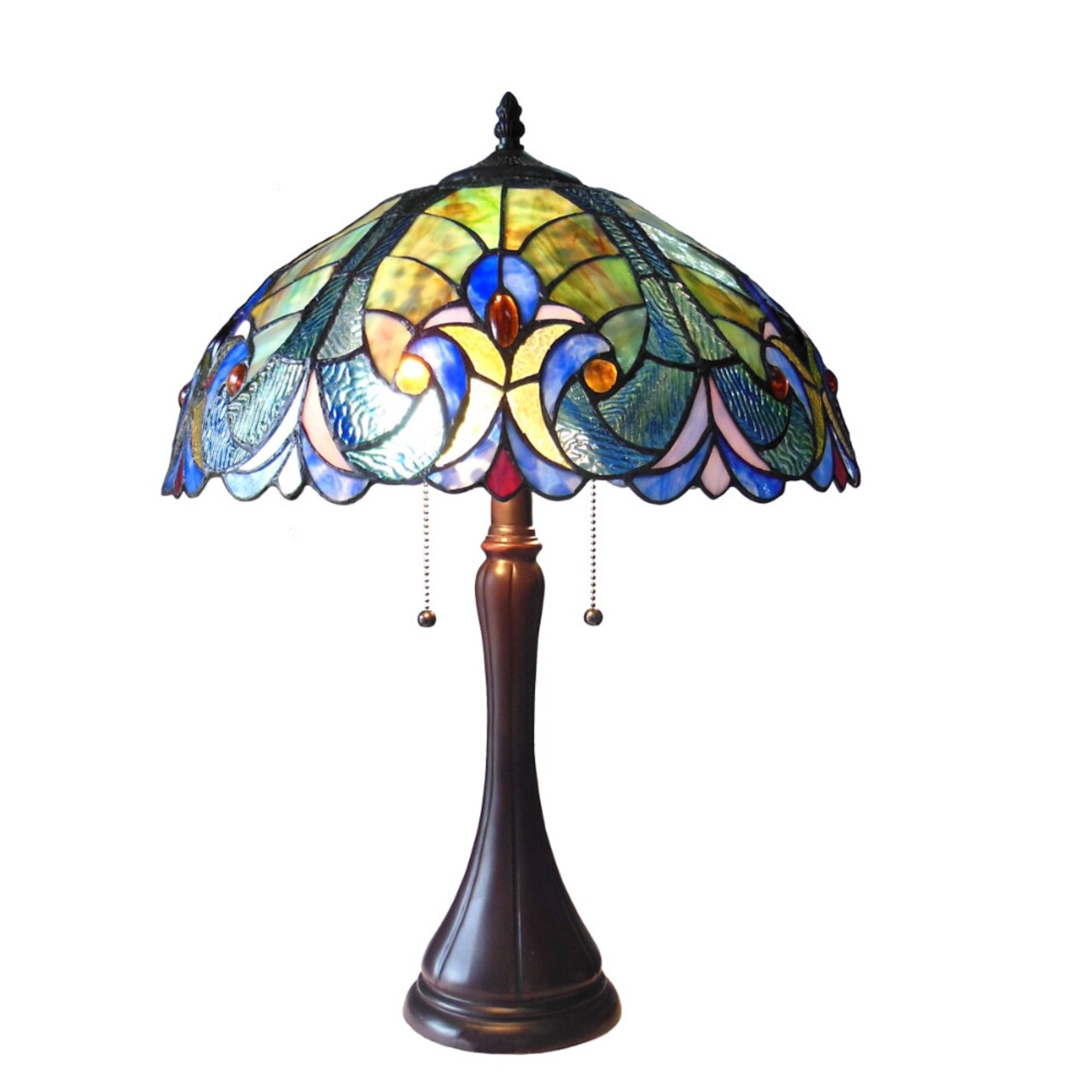 CHLOE Lighting Dual Bulb Tiffany Style Glass Table Lamp, Multicolor